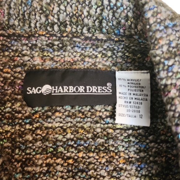 Sag Harbor Dress sweater jacket. Shoulder pads. Size 12. Multicolor. - Picture 3 of 5
